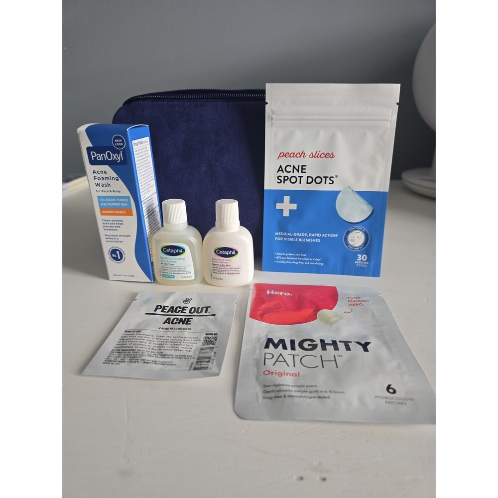 Clear Skin Discovery Bundle w/ Bag Cetaphil Hero PanOxyl Peace Out Acne NEW